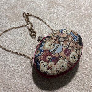 Multicolored Vintage Capello Round Dog Purse with Diamond Closure